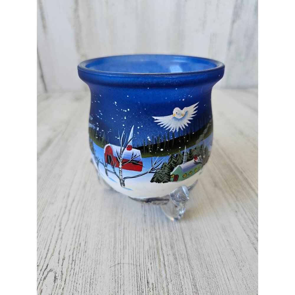 Peace‎ Dove candle glass holder Xmas scene buildings unique barn church